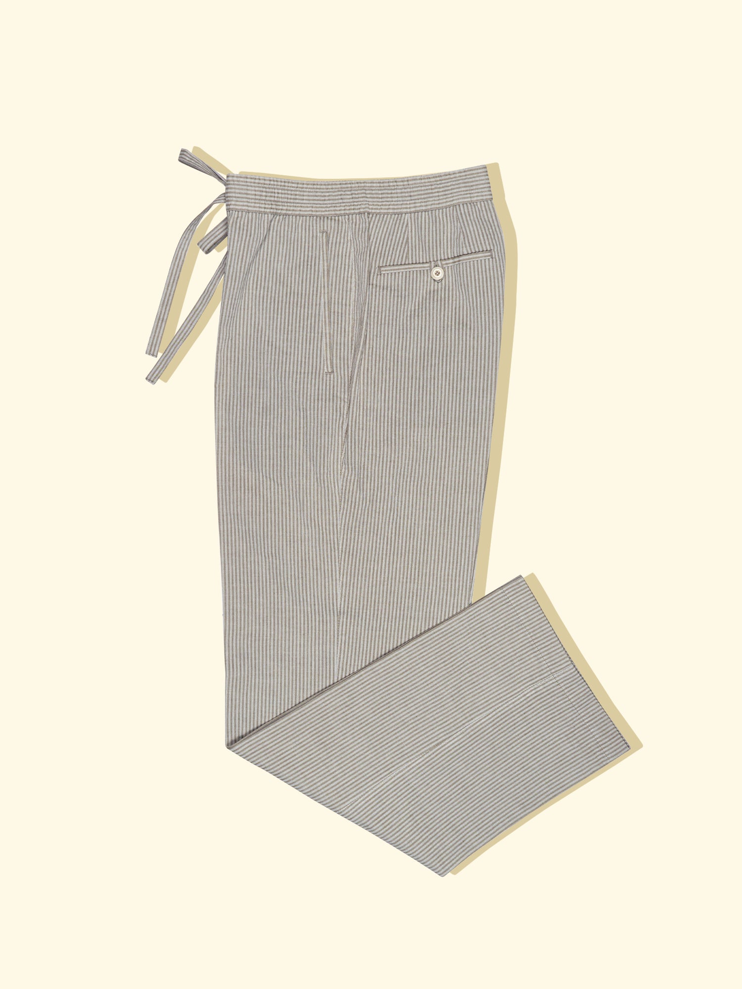 Siesta Drawstring Trousers Stone Seersucker The Anthology