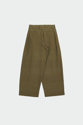 Flaxen Cotton Pleated Trousers
