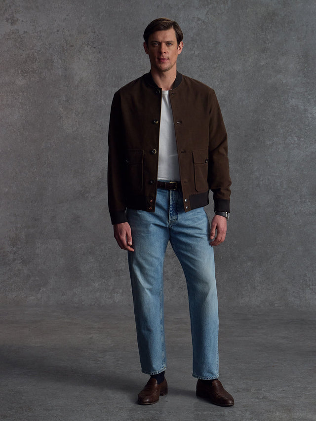 The Moleskin Bomber - Brown