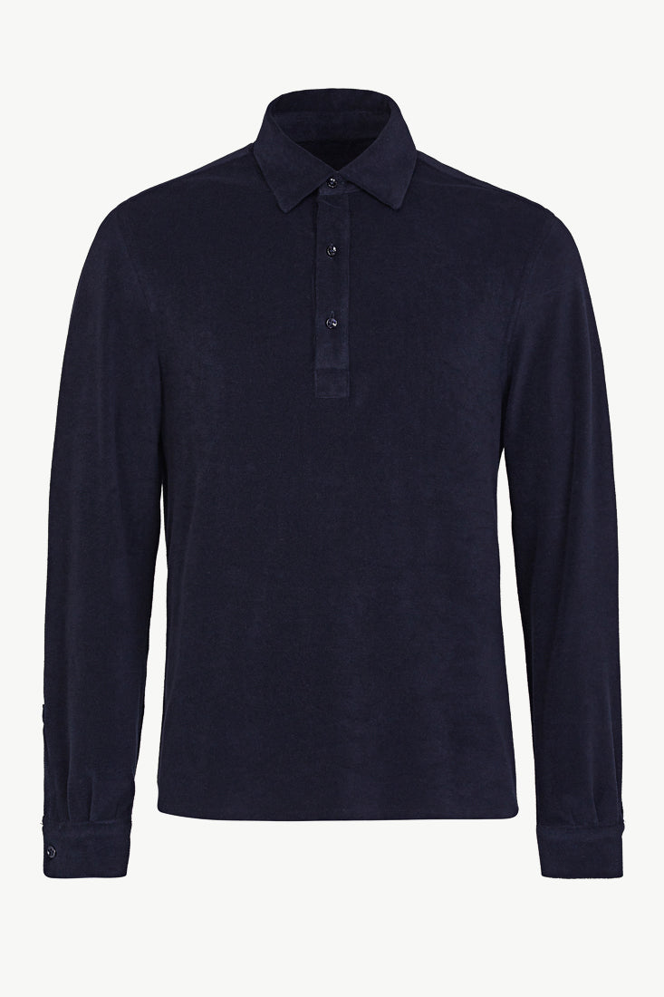 Enzo Long Sleeve Polo In Terrycloth