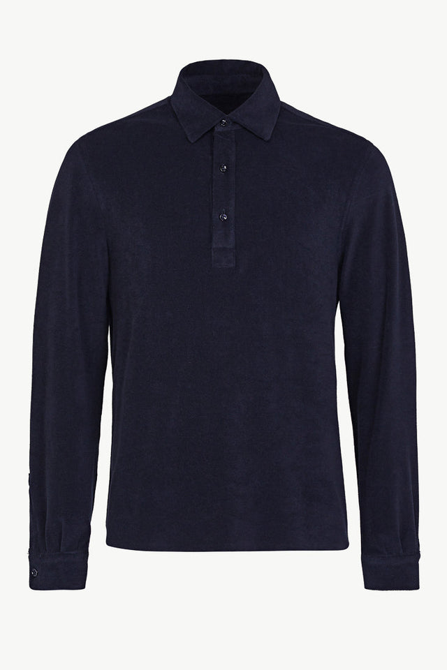 Enzo Long Sleeve Polo in Terrycloth