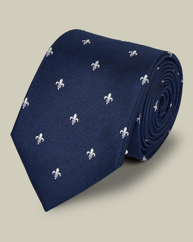 Silk Fleur de Lys Tie - French Blue