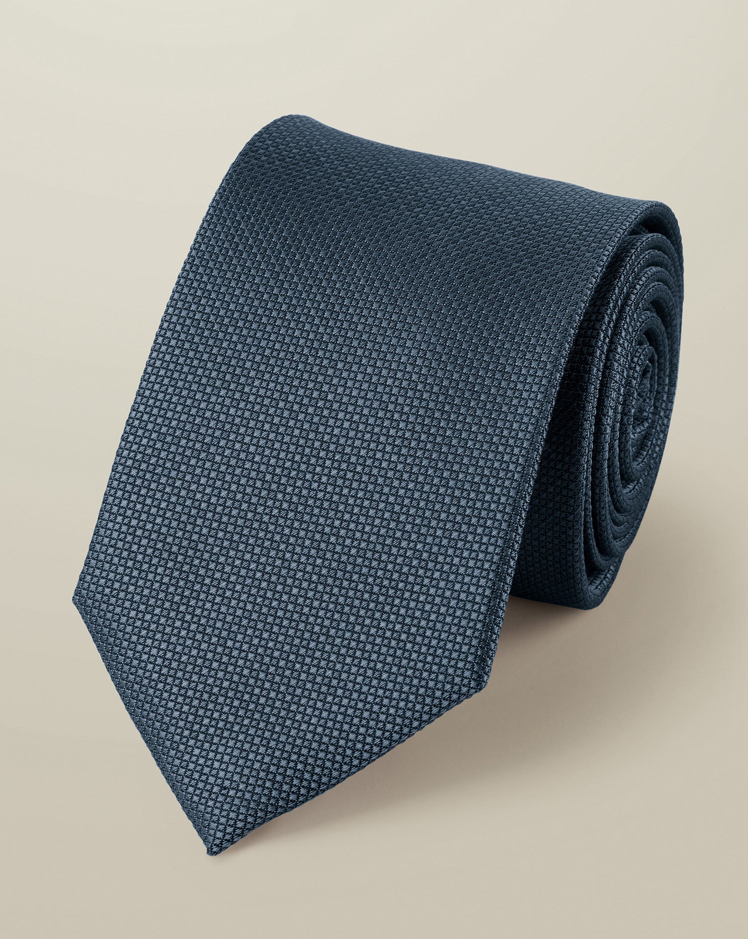 Tie texturée en soie - Bleu charron