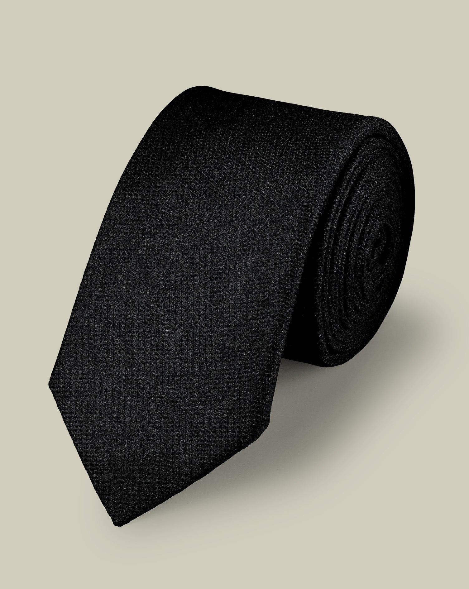 Silk Textured Slim Tie - Black