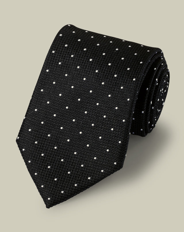 Spot Silk Tie - Black