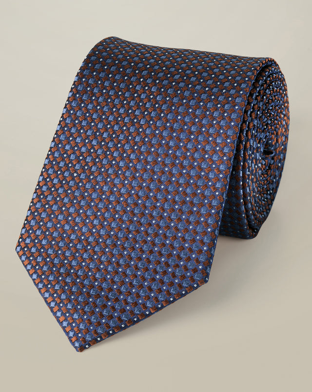 Silk Tie - Chocolate Brown & Steel Blue