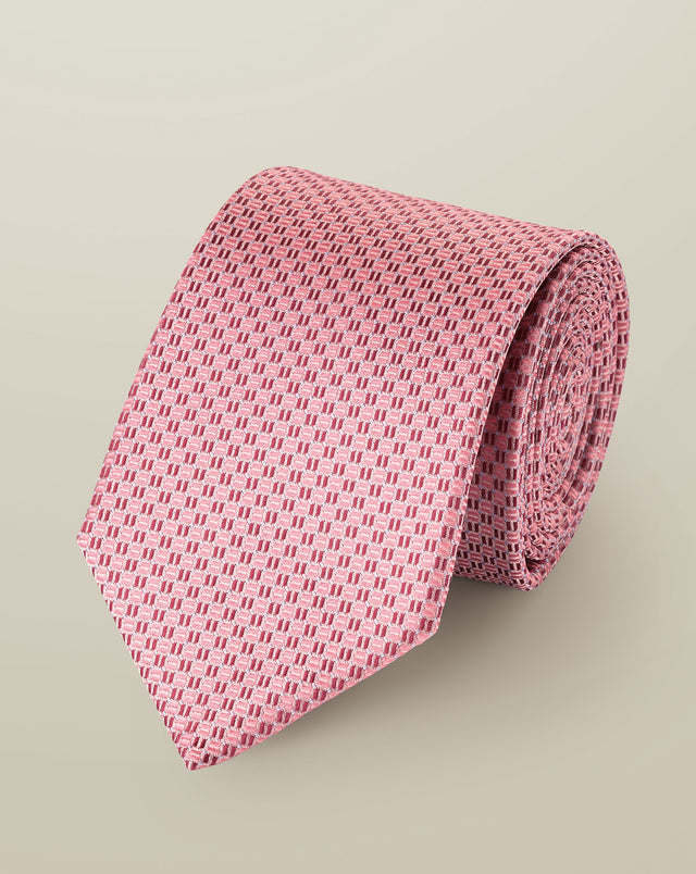 Silk Patterned Tie - Light Pink
