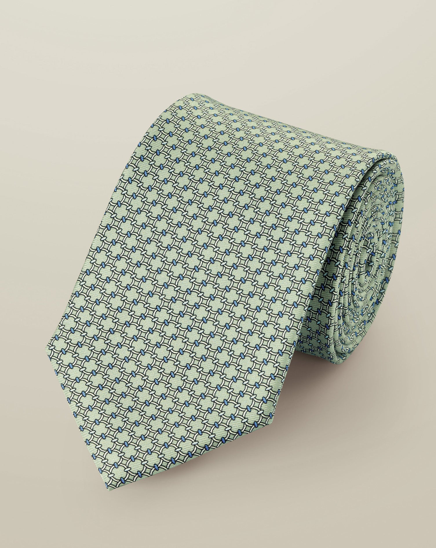 Silk Printed Tie Aqua Green