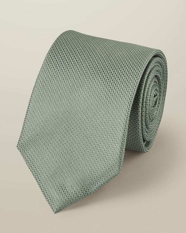 Silk Textured Tie Green