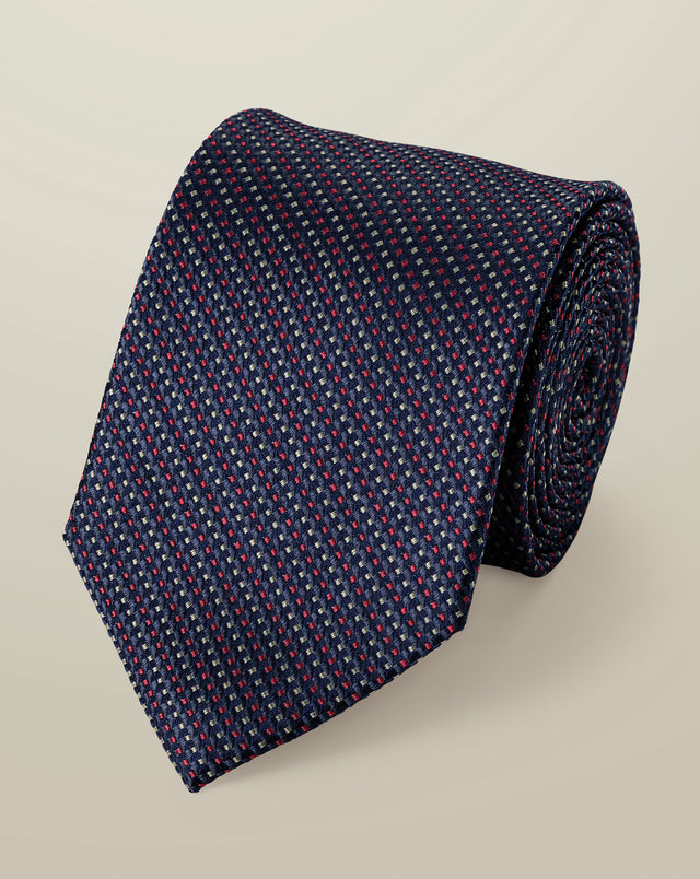 Silk Tie – Indigo Blue & Pink