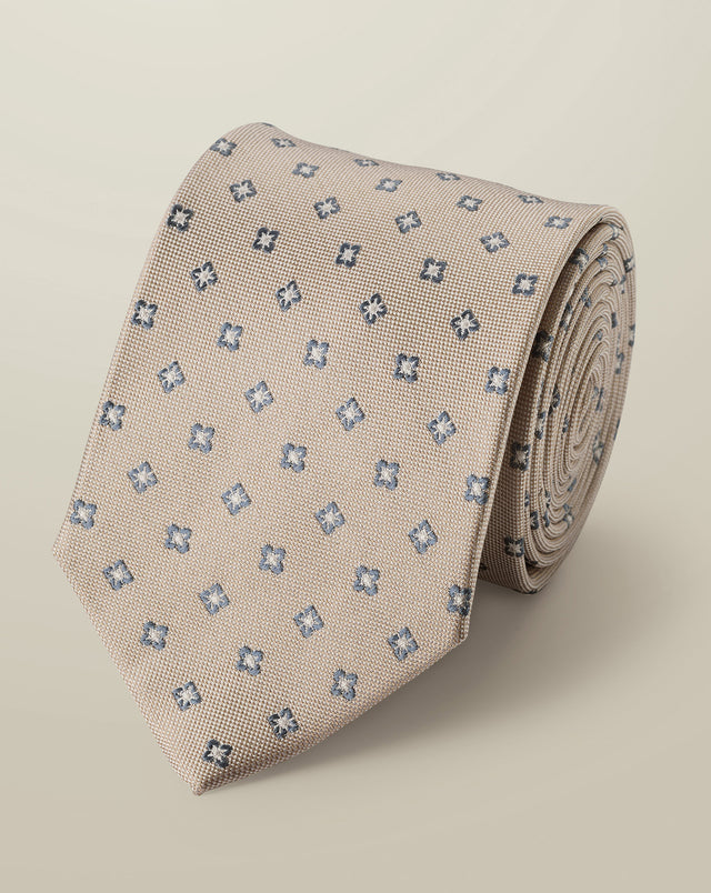 Silk Patterned Tie – Ivory