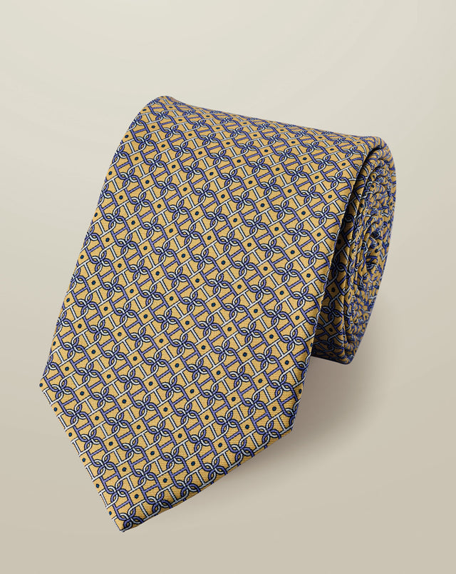Silk Print Tie – Lemon Yellow
