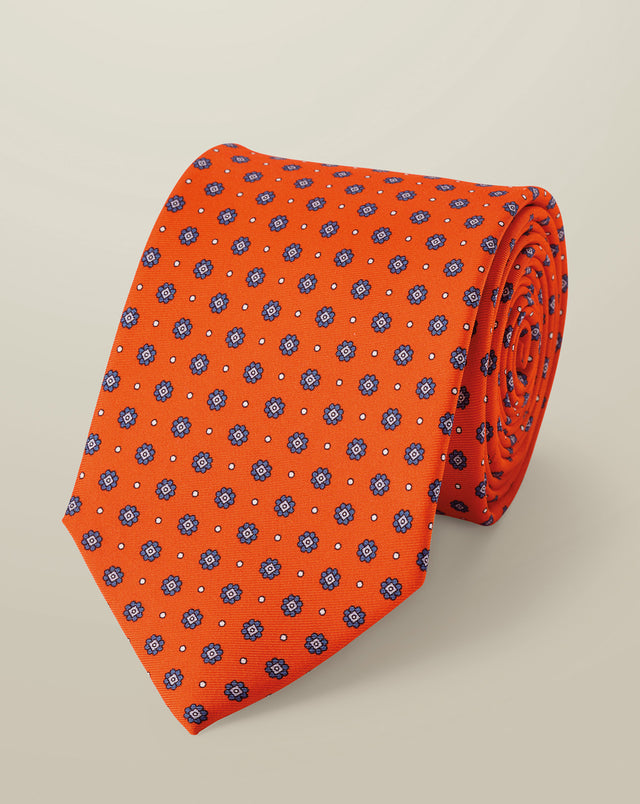 Silk Print Tie – Orange
