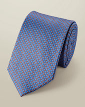 Silk Tie – Cornflower Blue & Orange