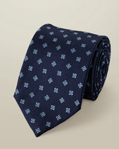 Silk Pattern Tie – Navy