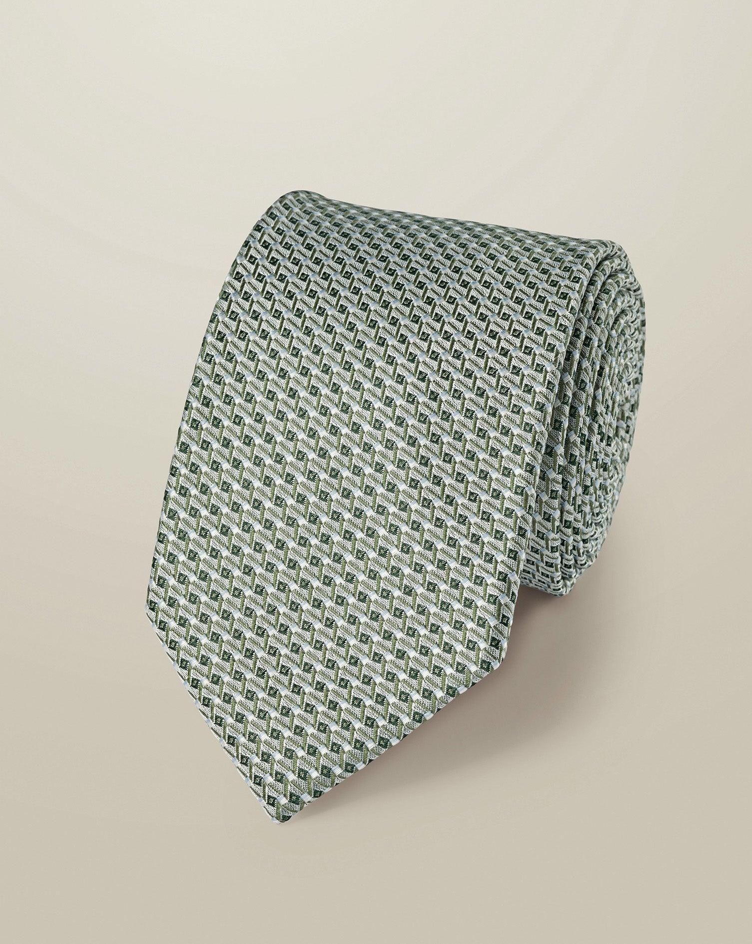 Silk Patterned Tie Light Green