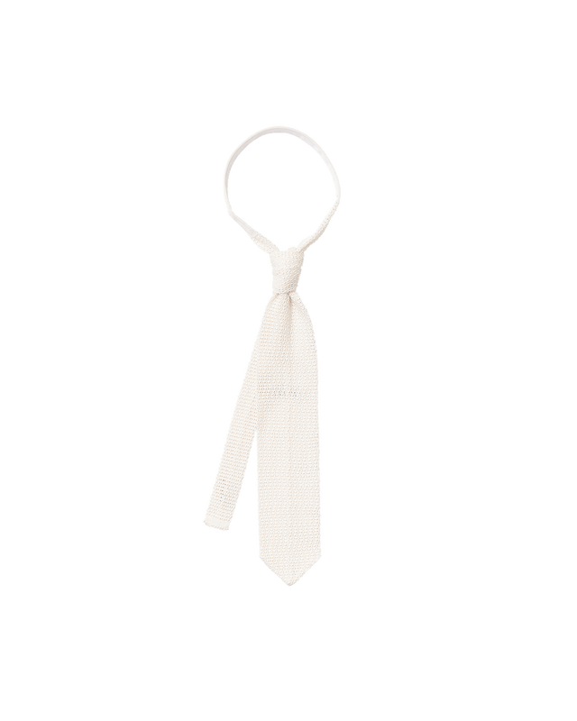 White Silk Knit Tie