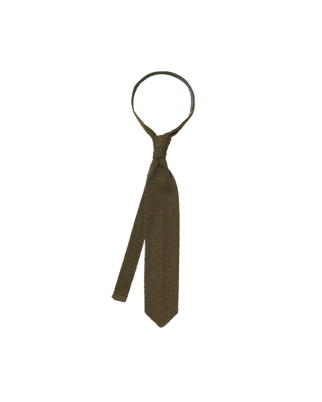 Olive Silk Knit Tie