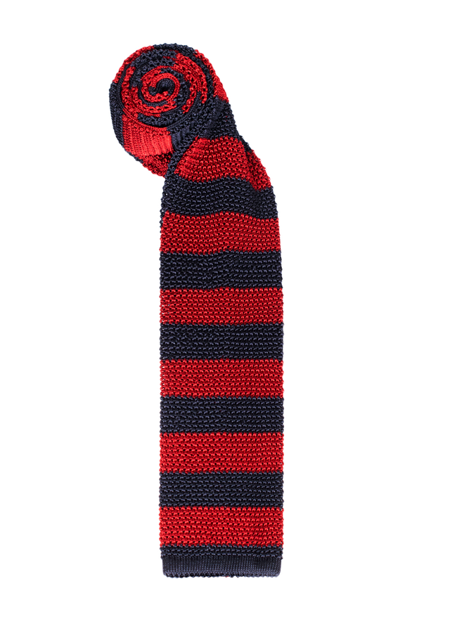 Red & Blue Stripe Silk Tie