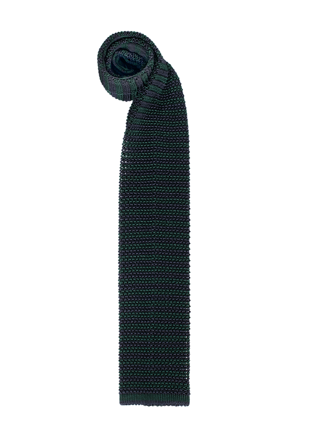 Forest Green & Navy Micro Stripe Silk Tie