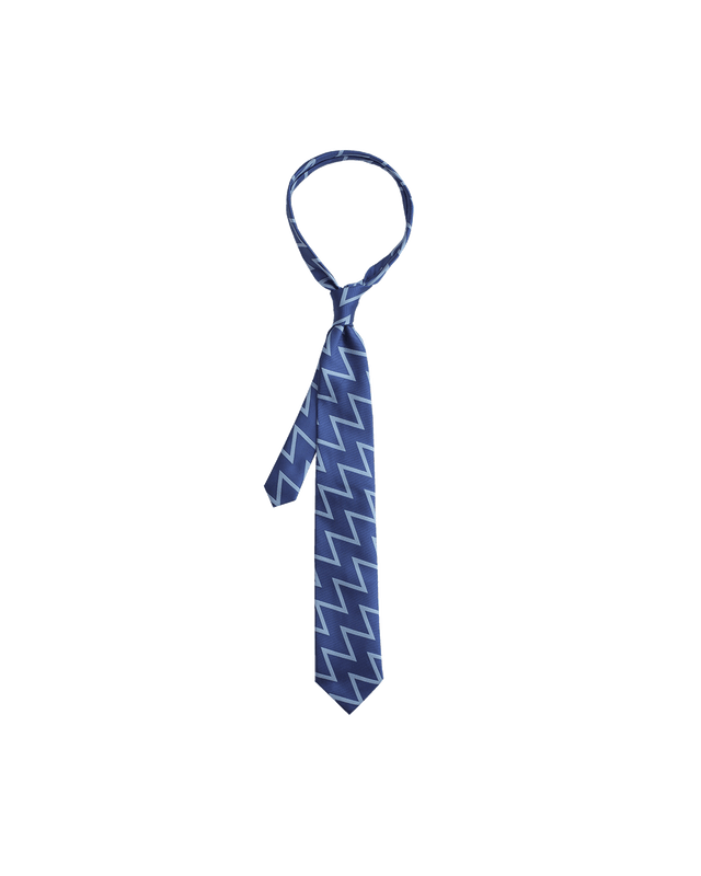 Pilot Blue Zig Zag Silk Tie