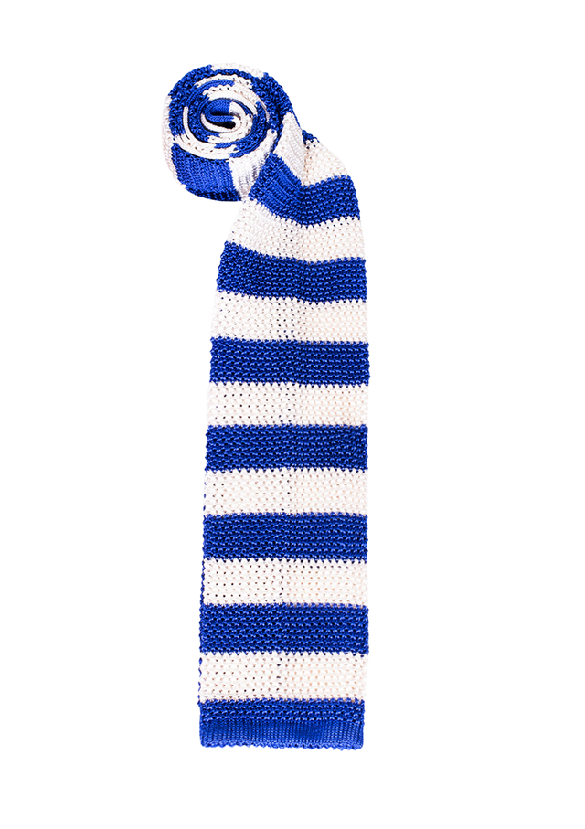 Blue & White Stripe Silk Tie