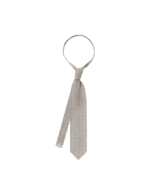 Silver Silk Knit Tie