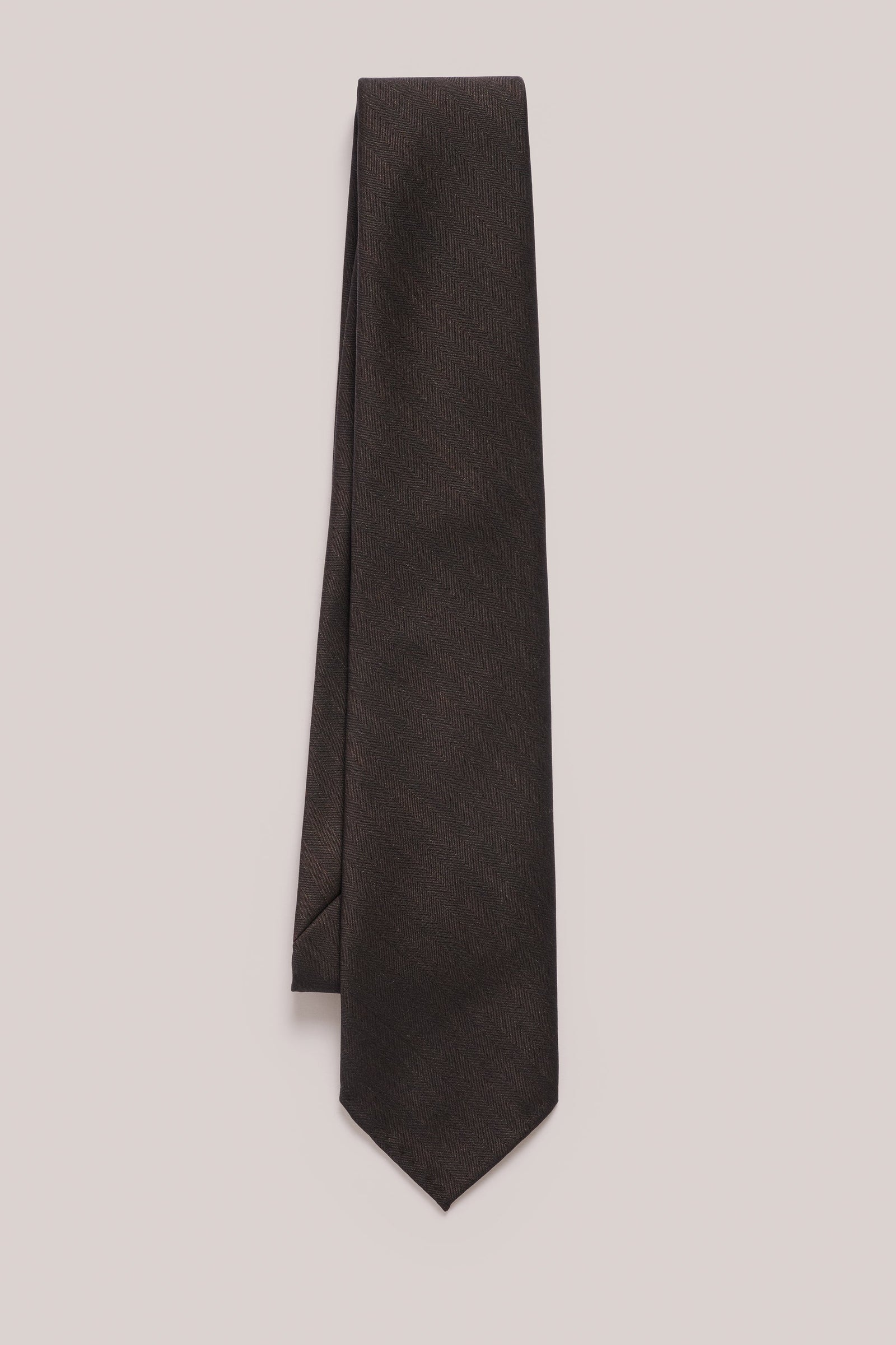 Tie Wool Silk Dark Brown Solaro Stripe