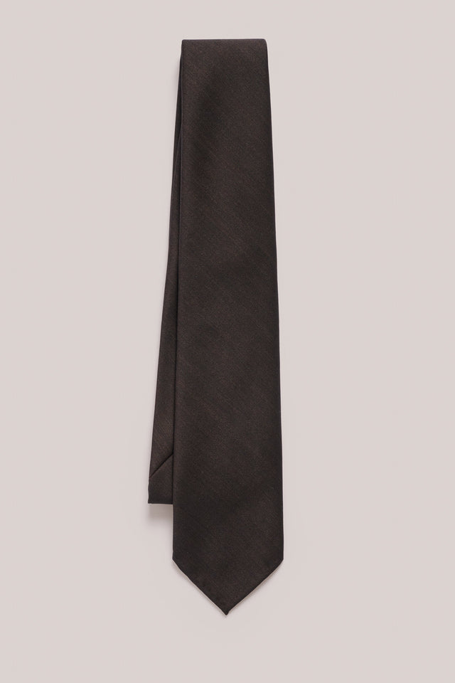 Tie - Wool & Silk - Dark Brown Solaro Stripe