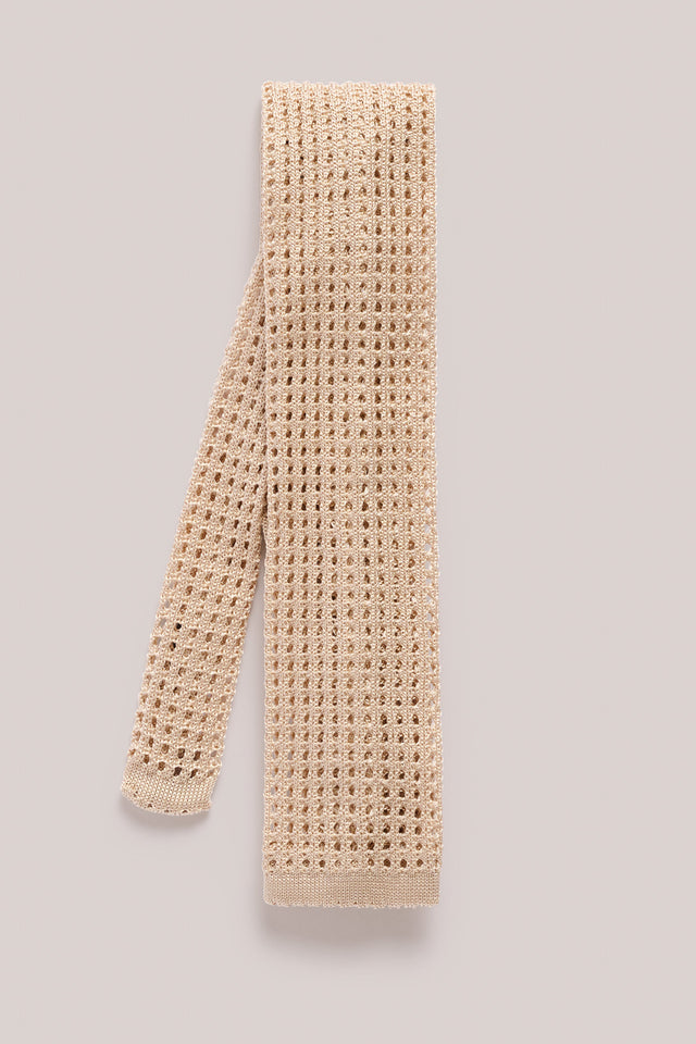 Knitted Tie - Silk - Cream