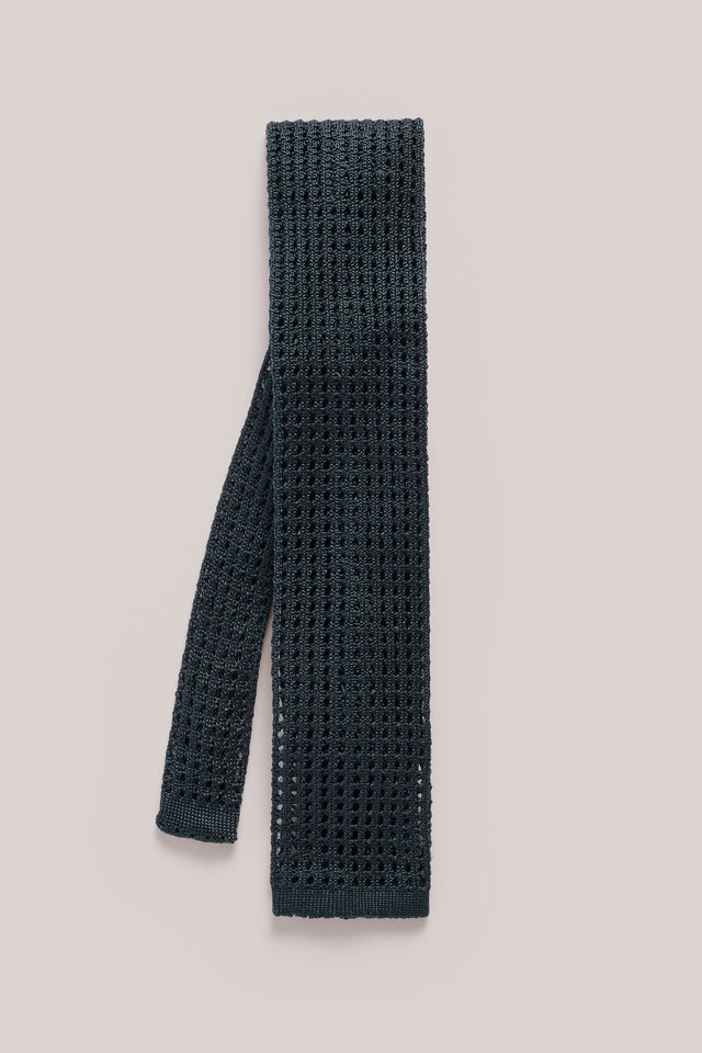 Knitted Tie- Silk - Bottle Green
