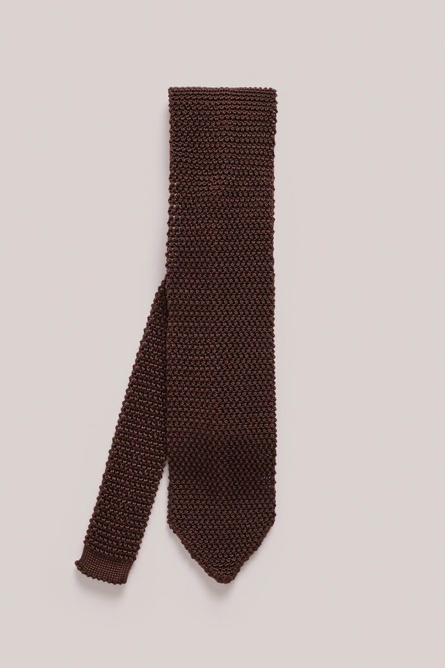 Knitted Tie - Silk - Brown