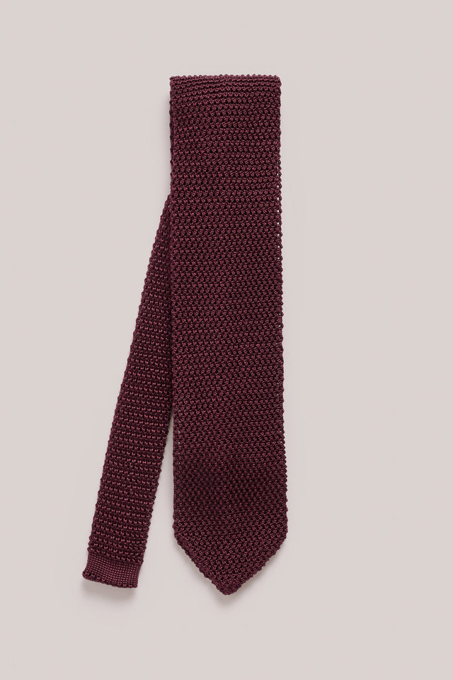 Knitted Tie - Silk - Burgundy