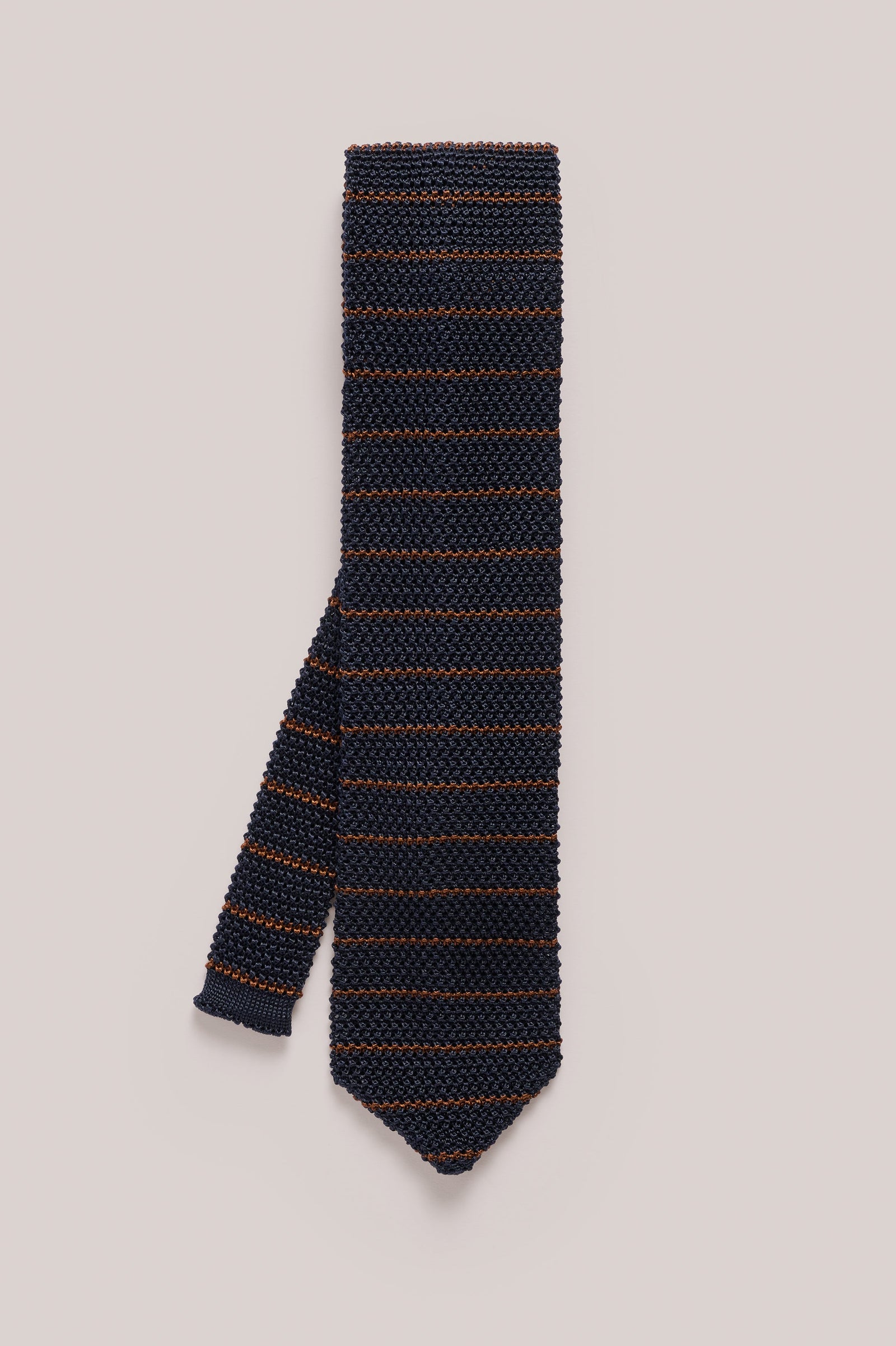 Knitted Tie Silk With Orange Stripe
