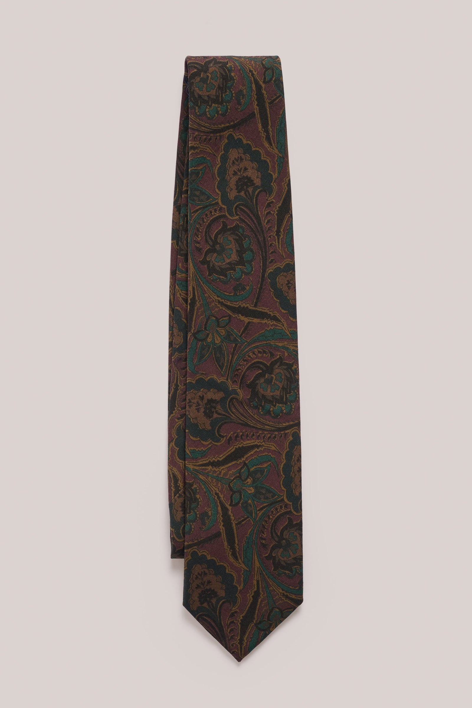 Tie Wool Silk Paisley Print
