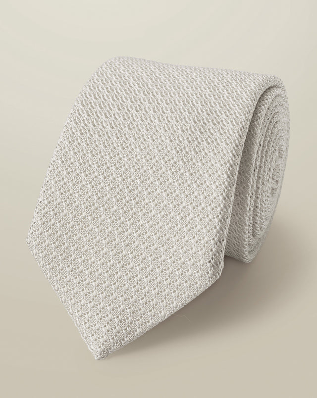 Silk Grenadine Italian Tie – Silver Gray