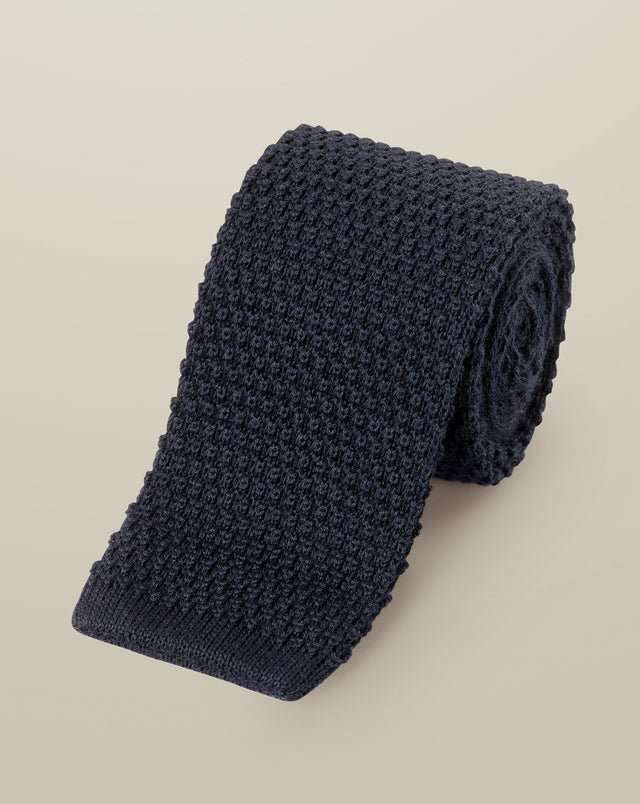 Knitted Wool Tie - Navy