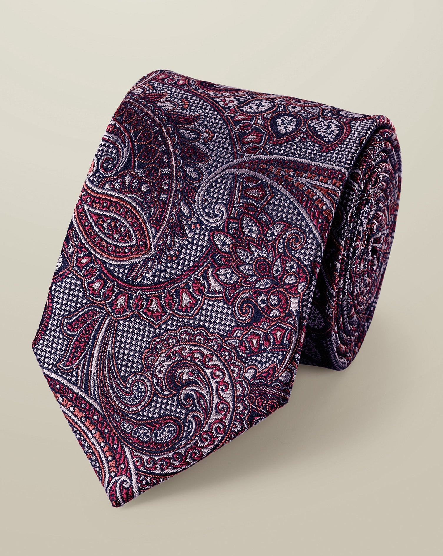Silk Paisley Tie - Dark Pink
