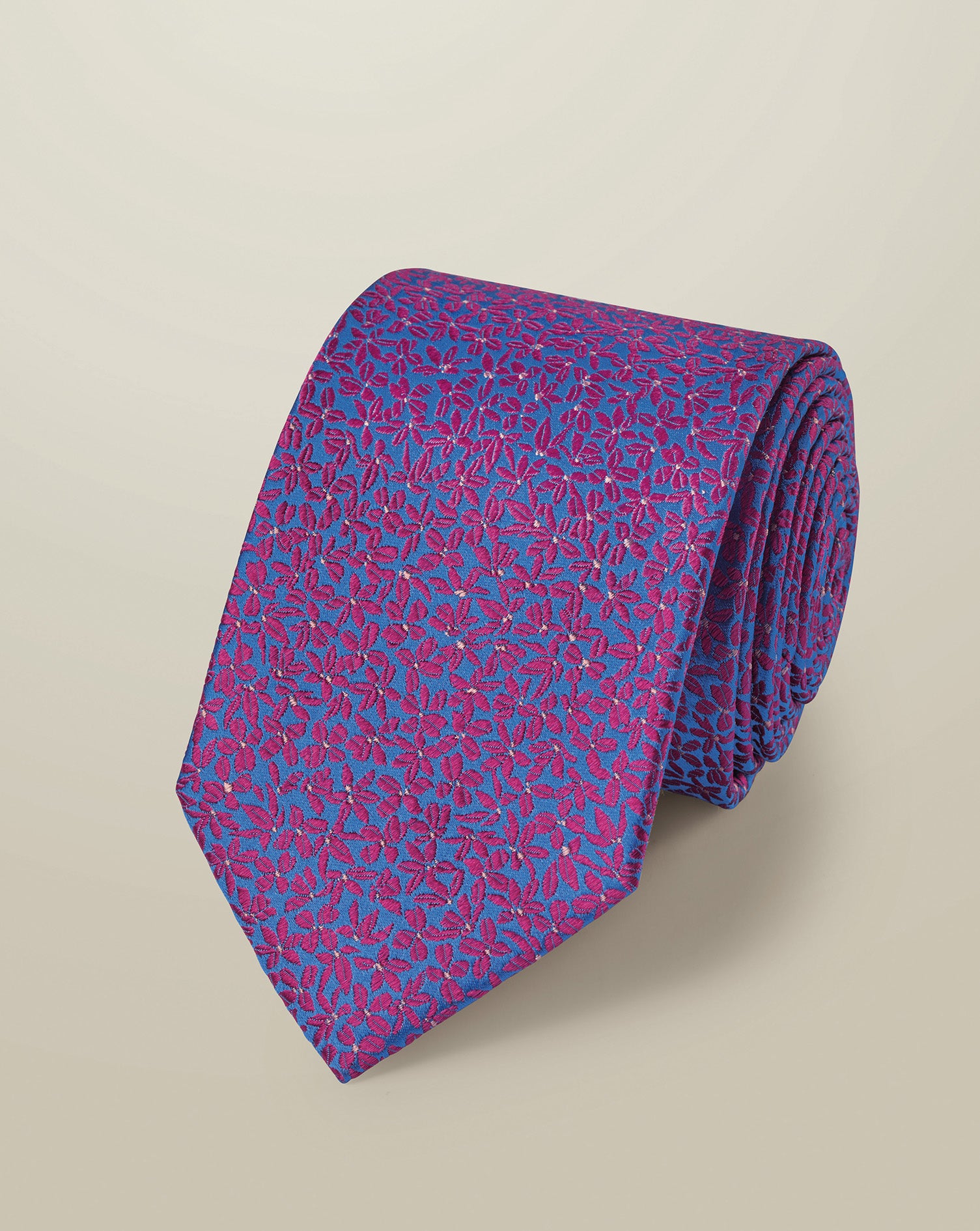 Silk Floral Tie Cornflower Pink