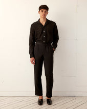 Tile Lace Long Sleeve Shirt - Black