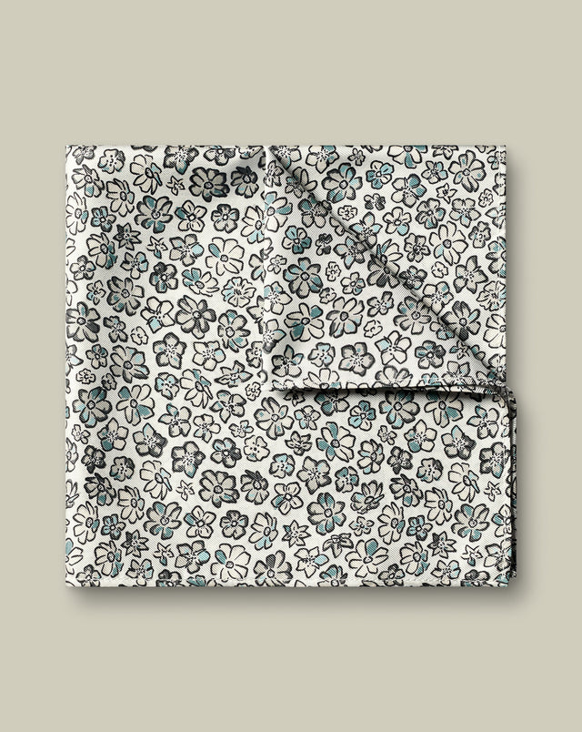 Silk Floral Pocket Square - Ivory