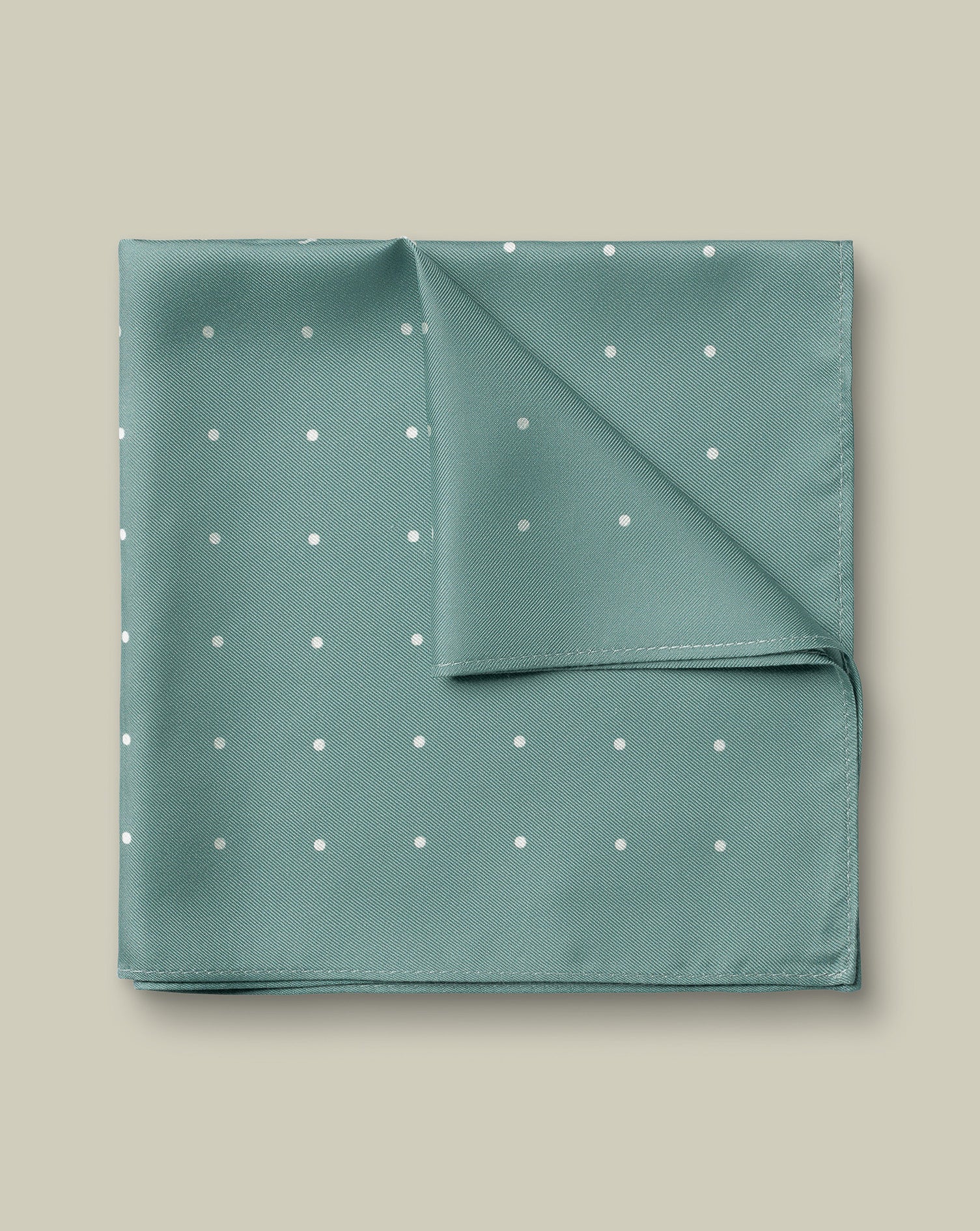 Silk Spot Pocket Square Green