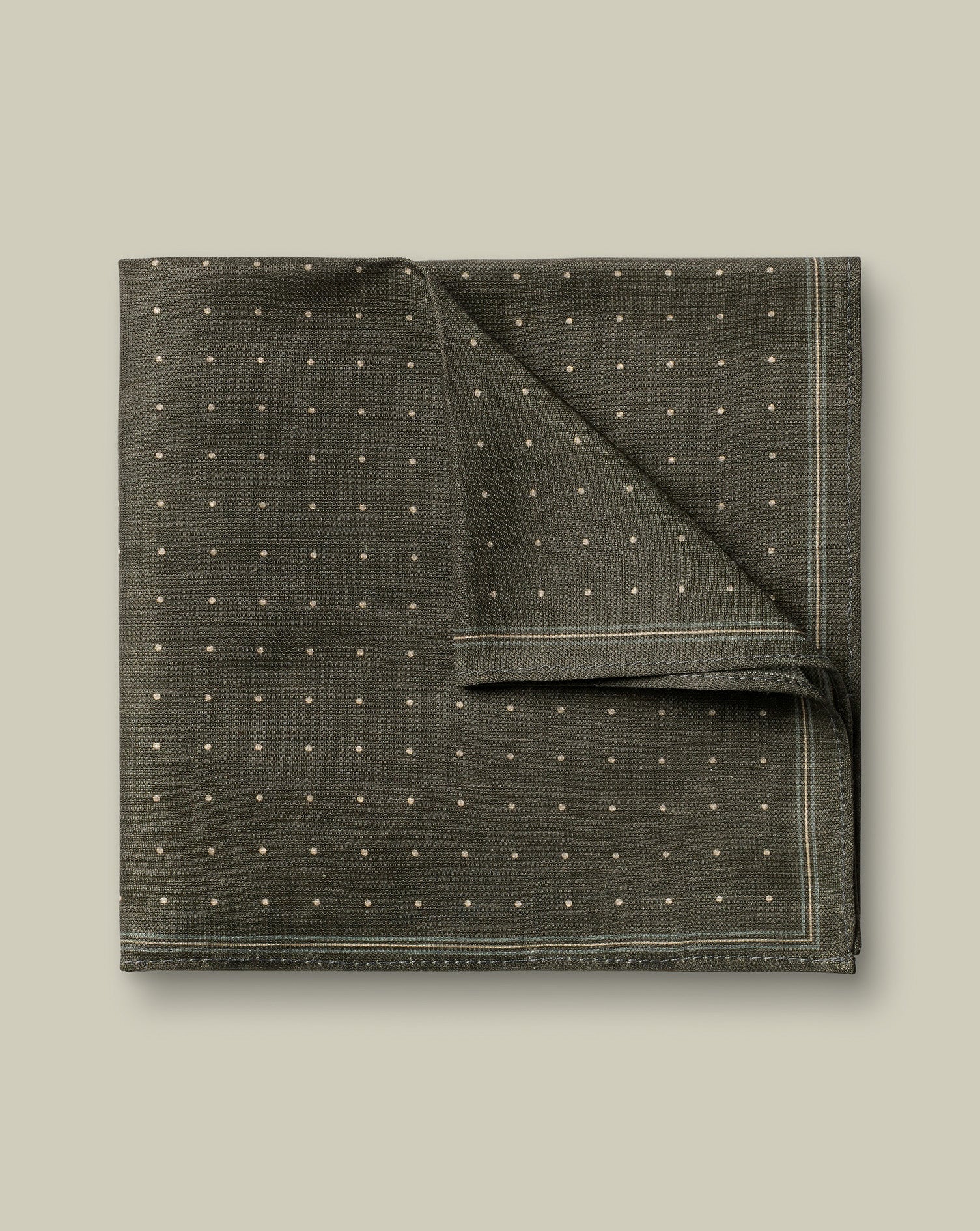 Linen Silk Spot Pocket Square Green