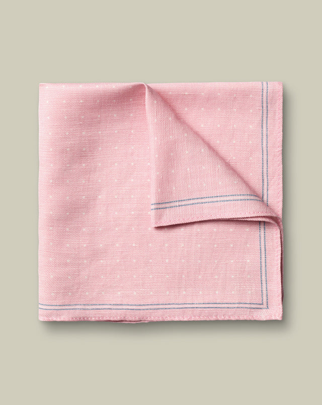 Linen Silk Spot Pocket Square – Pink
