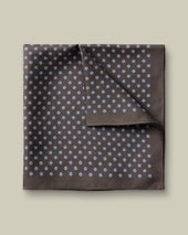 Silk Geo Print Pocket Square – Chocolate Brown