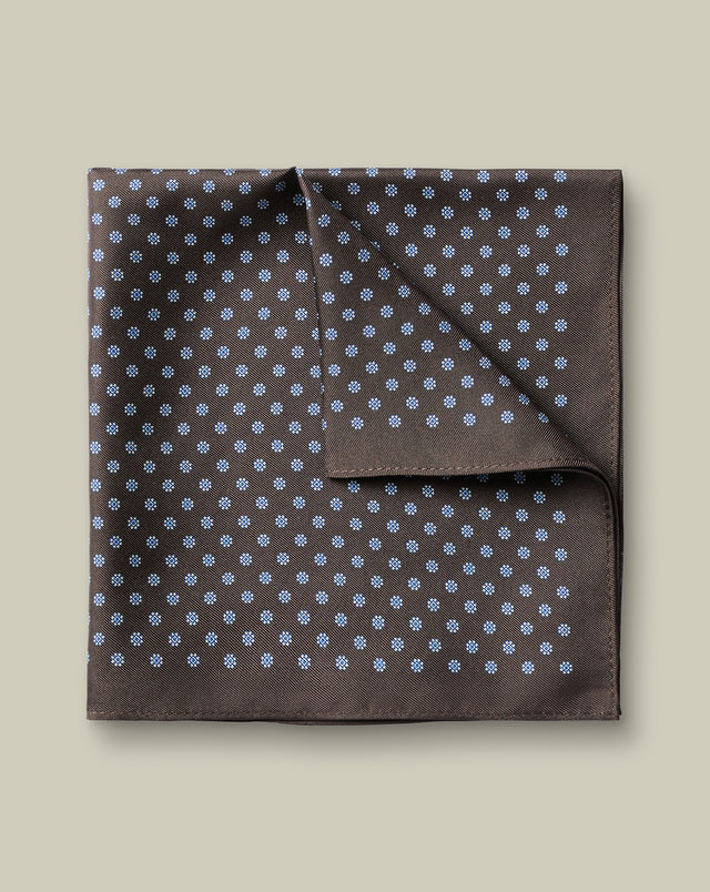 Silk Geo Print Pocket Square – Chocolate Brown
