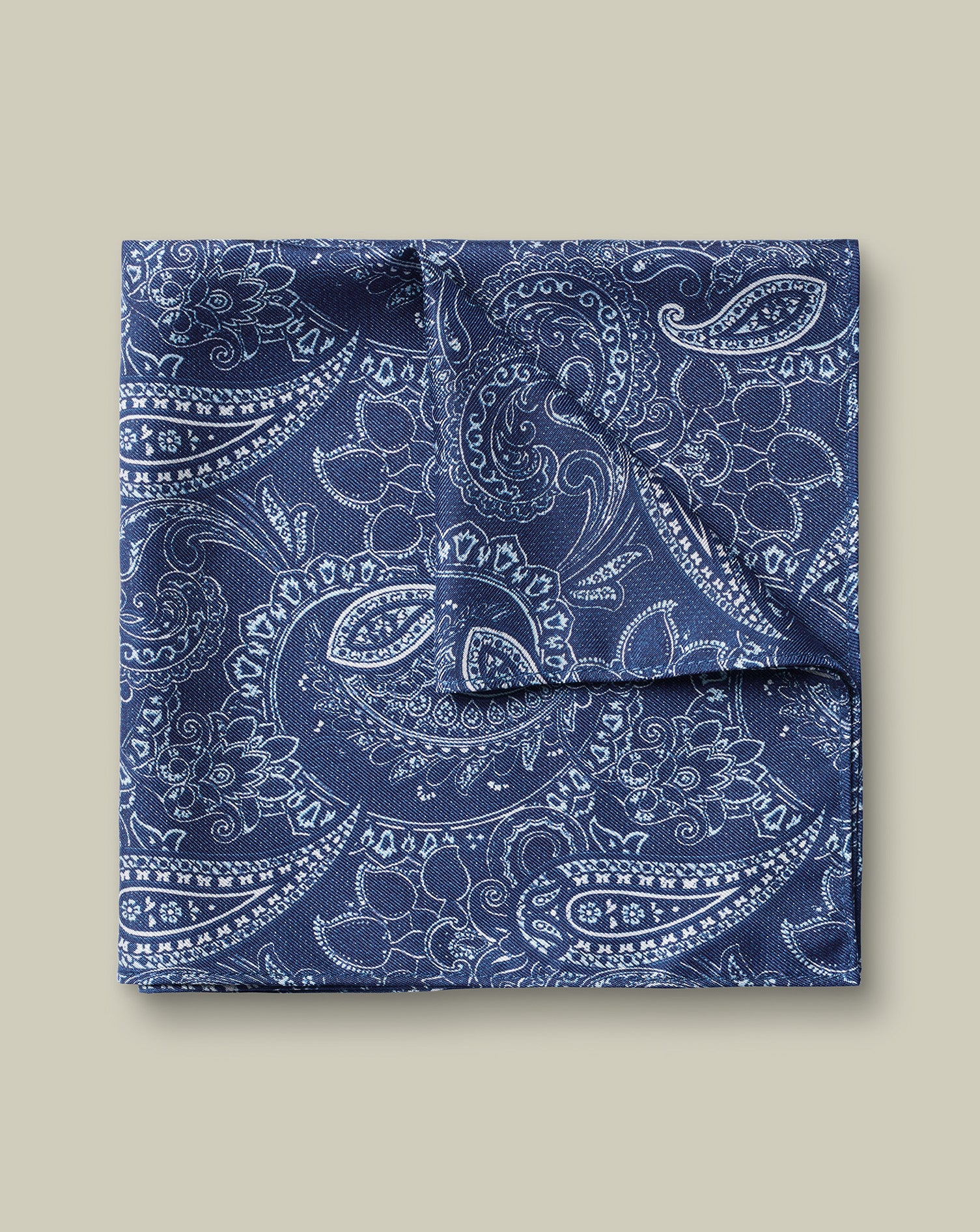 Silk Paisley Pocket Square Blue