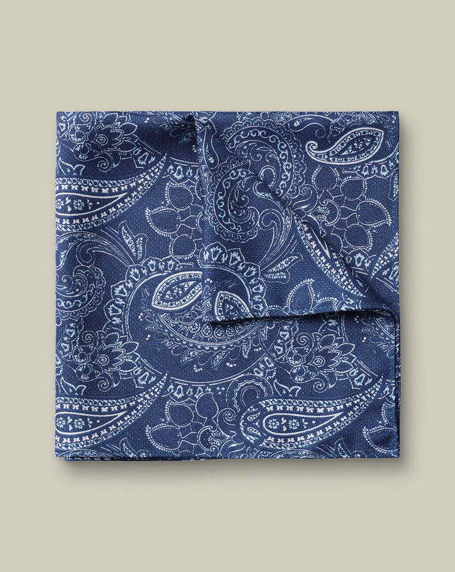 Silk Paisley Pocket Square – Cobalt Blue