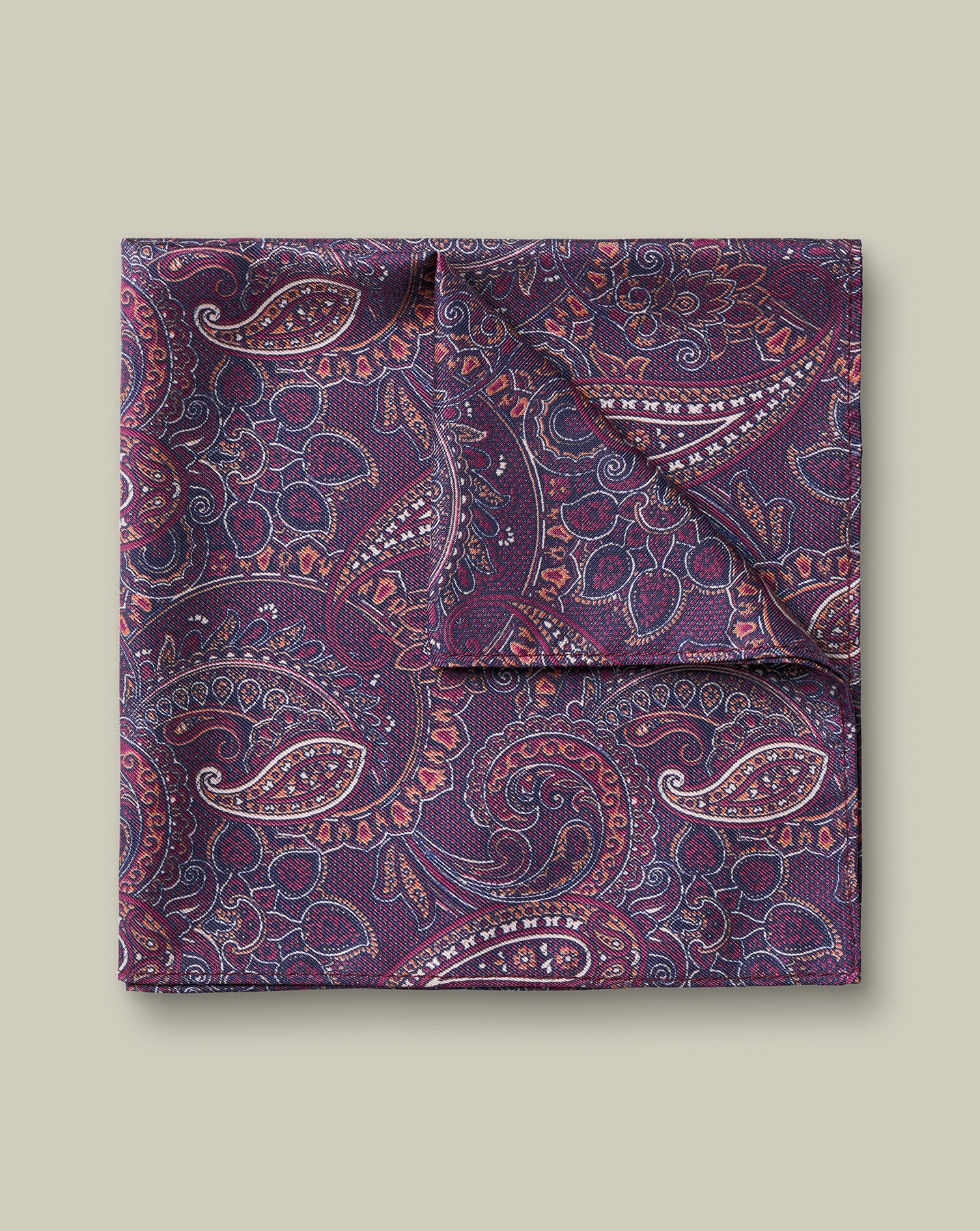 Silk Paisley Pocket Square Dark Pink