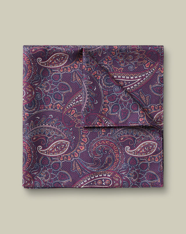 Silk Paisley Pocket Square – Dark Pink